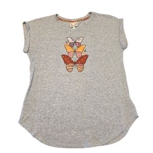 Truself Gray Butterfly Knit T-Shirt Size M